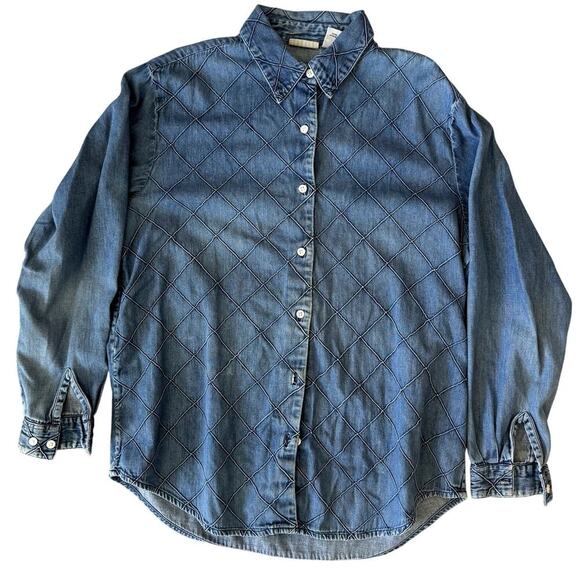 VTG 90s Cabin Creek Women's Denim 100% Cotton Button-Up Shirt Large - Picture 1 of 5